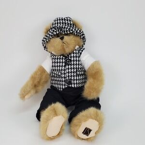 TS Teddy Bear Plush Houndstooth Vest Newsboy Cap Dapper Stuffed‎ Animal 23"